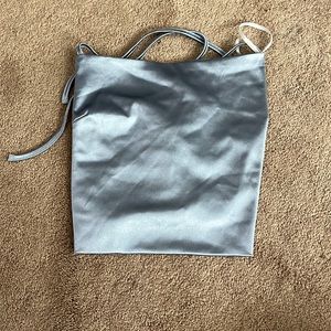 silky blue strap top (has never been worn)
